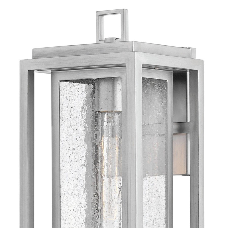 Hinkley Republic 7in 1-Light Outdoor Wall Lantern | Transitional Satin Nickel Composite and Clear Seedy Glass | Covered Patio & Entryway | Model 1004SI-LV