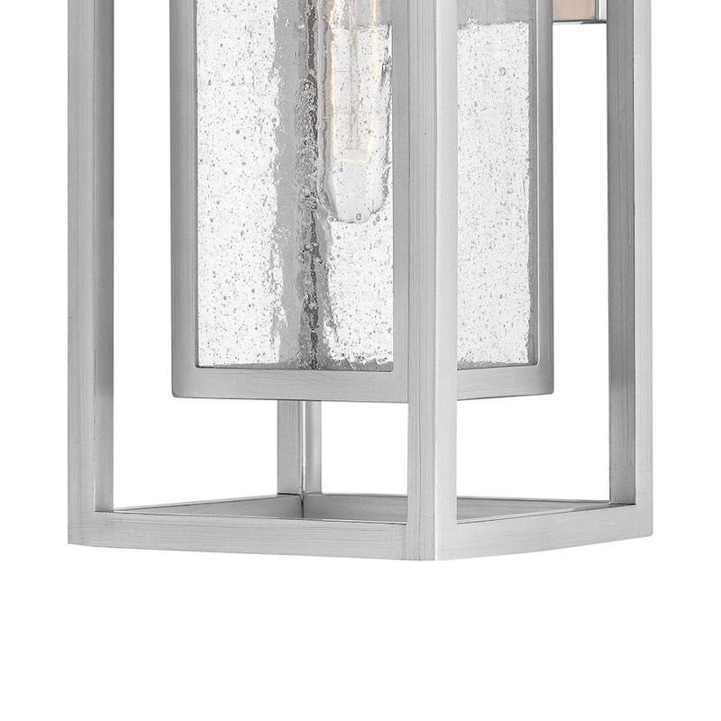 Hinkley Republic 7in 1-Light Outdoor Wall Lantern | Transitional Satin Nickel Composite and Clear Seedy Glass | Covered Patio & Entryway | Model 1004SI-LV