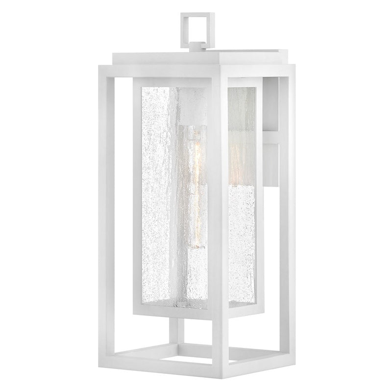 Hinkley Republic 16in 1-Light Outdoor Wall Sconce | Transitional Textured White Composite and Clear Seedy Glass | Covered Patios & | Model 1004TW