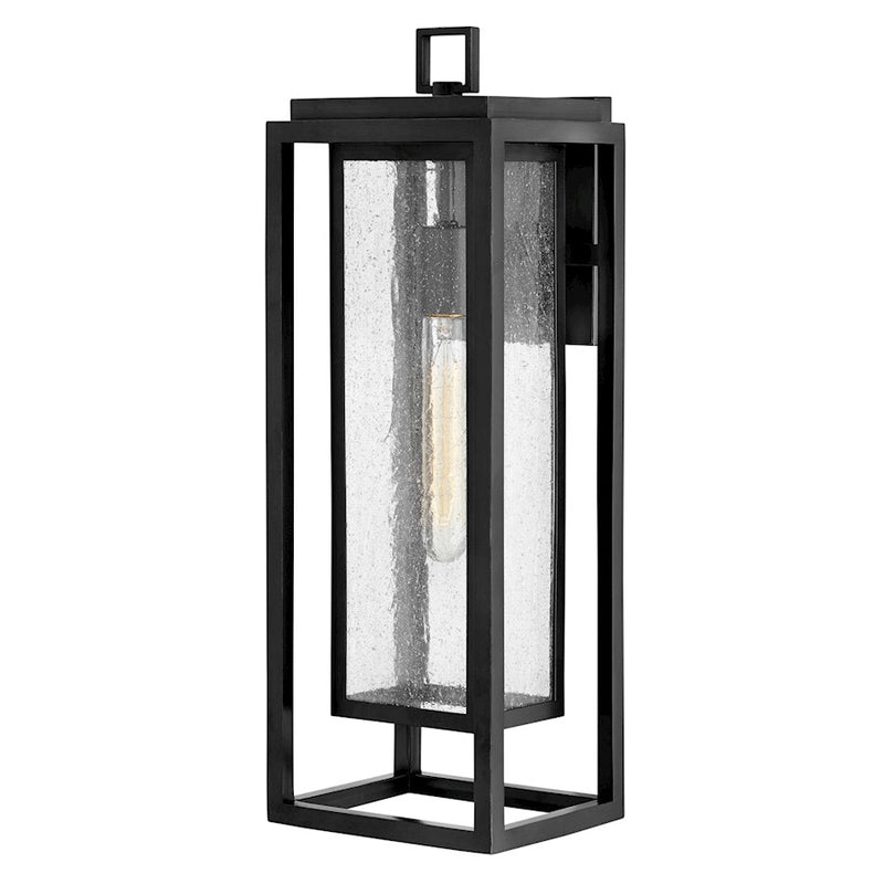 Hinkley Republic 12in 1-Light Outdoor Wall Sconce | Transitional Black Composite and Clear Seedy Glass | Covered Patio & Entryway | 7 x 7 x | Model 1000BK