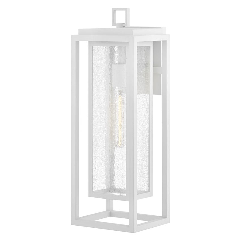 Hinkley Republic 20in 1-Light Outdoor Wall Sconce | Transitional Textured White Composite and Clear Seedy Glass | Covered Patios & | Model 1005TW