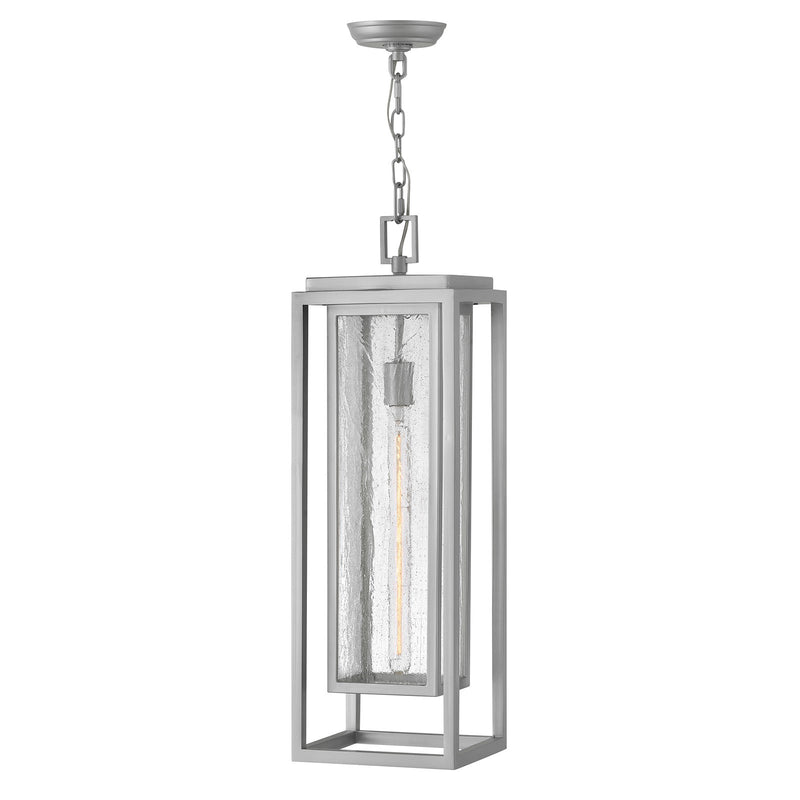 Hinkley Republic 1Lt 27.5" Outdoor Hanging Lantern, Nickel/Clear Seedy - 1006SI
