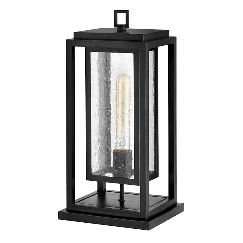 Hinkley Republic 1-Light Outdoor Pier Mount | Transitional Black Composite and Clear Seedy Glass | Entryway & Patio Wall Light | 6 x 7 x | Model 1007BK