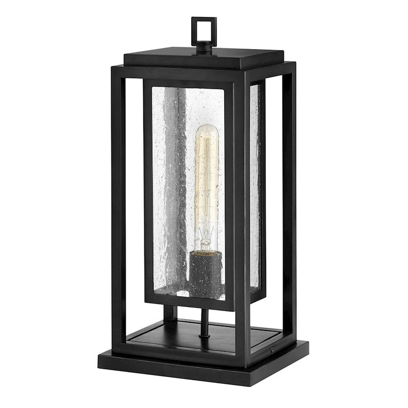 Hinkley Republic 16in 1-Light Outdoor Pier Mount | Transitional Oil Rubbed Bronze Composite and Clear Seedy Glass | Porch & Patio Entry | Model 1007OZ-LL