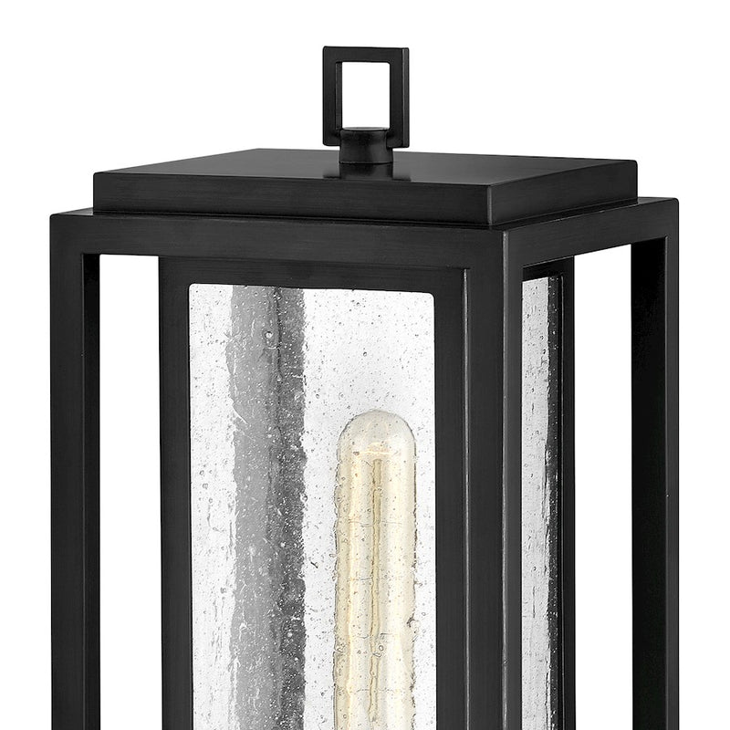Hinkley Republic 16in 1-Light Outdoor Pier Mount | Transitional Oil Rubbed Bronze Composite and Clear Seedy Glass | Porch & Patio Entry | Model 1007OZ-LL
