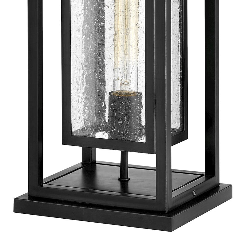 Hinkley Republic 16in 1-Light Outdoor Pier Mount | Transitional Oil Rubbed Bronze Composite and Clear Seedy Glass | Porch & Patio Entry | Model 1007OZ-LL