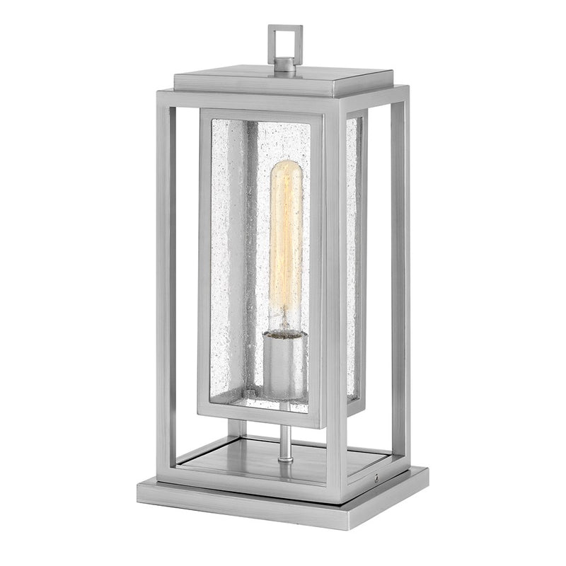 Hinkley Republic 16in 1-Light Outdoor Pier Mount | Transitional Oil Rubbed Bronze Composite and Clear Seedy Glass | Porch & Patio Entry | Model 1007OZ-LL