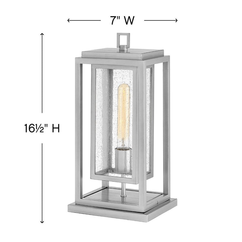 Hinkley Republic 16in 1-Light Outdoor Pier Mount | Transitional Oil Rubbed Bronze Composite and Clear Seedy Glass | Porch & Patio Entry | Model 1007OZ-LL