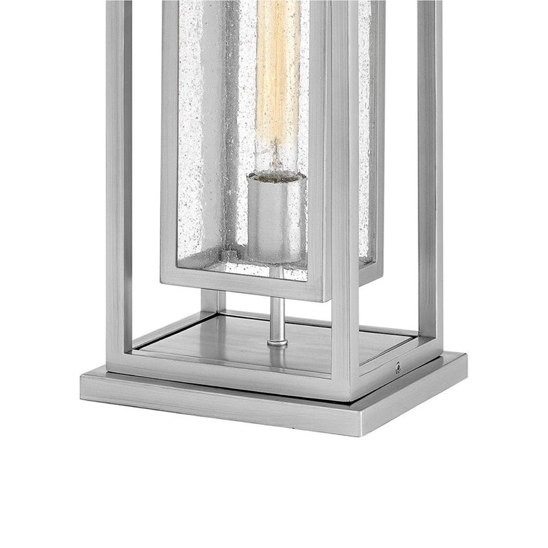 Hinkley Republic 16in 1-Light Outdoor Pier Mount | Transitional Oil Rubbed Bronze Composite and Clear Seedy Glass | Porch & Patio Entry | Model 1007OZ-LL