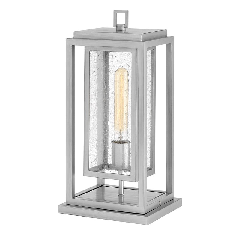 Hinkley Republic 6in 1-Light Pier Mount | Transitional Satin Nickel Composite and Clear Seedy Glass | Covered Patio & Entryway | 6 x 7 x | Model 1007SI-LV