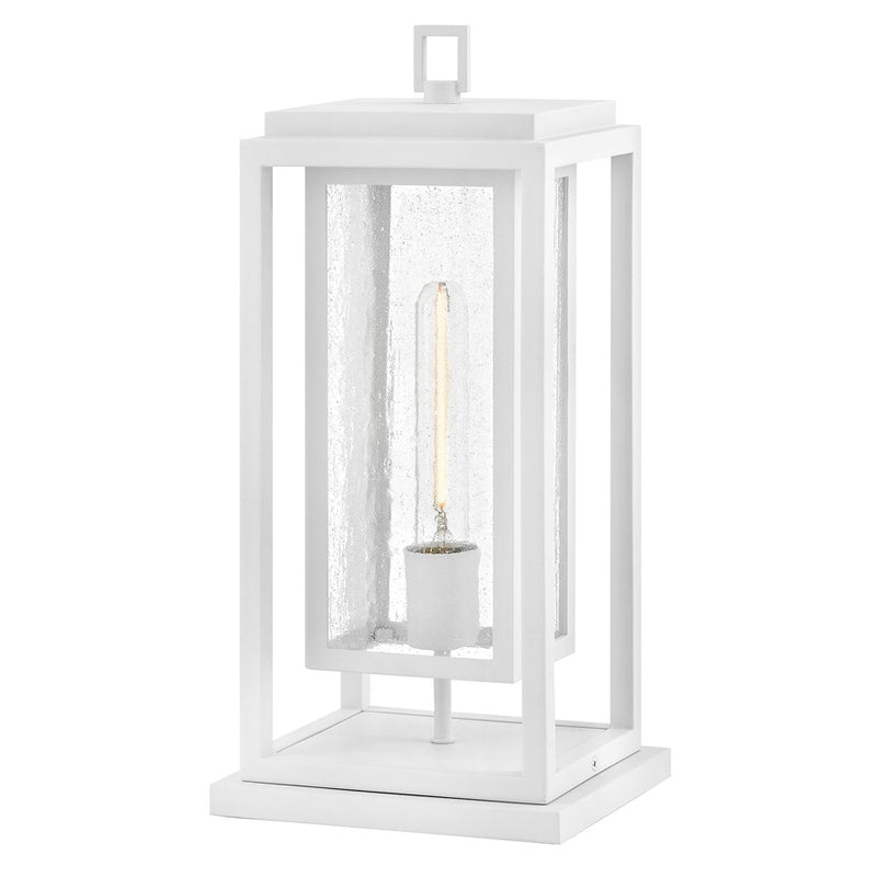 Hinkley Republic 6in 1-Light Pier Mount | Transitional Textured White Composite and Clear Seedy Glass | Outdoor Entryway & Patio | 6 x 8 | Model 1007TW-LV