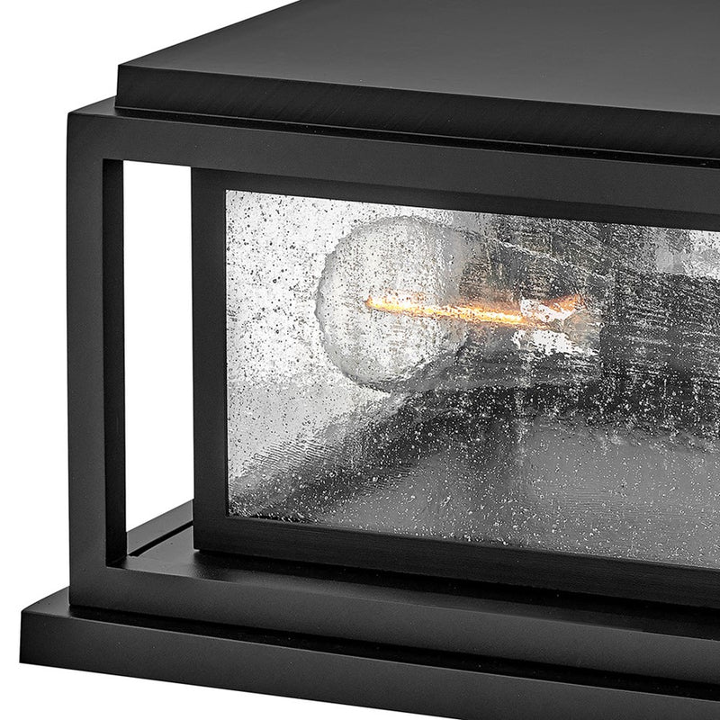 Hinkley Republic 12in 2-Light Pier Mount | Transitional Black Composite and Clear Seedy Glass | Outdoor Entry & Patio | 12 x 12 x 7 in | Model 1008BK