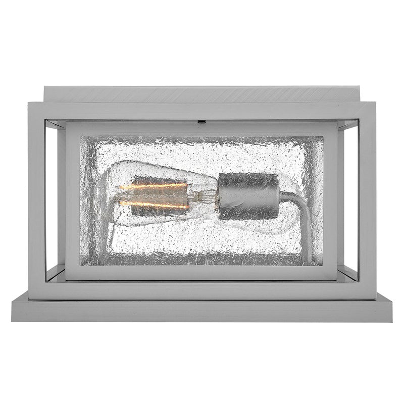 Hinkley Republic 12in 2-Light Pier Mount | Transitional Satin Nickel Composite and Clear Seedy Glass | Outdoor Entry & Patio | 12 x 12 x 7 | Model 1008SI