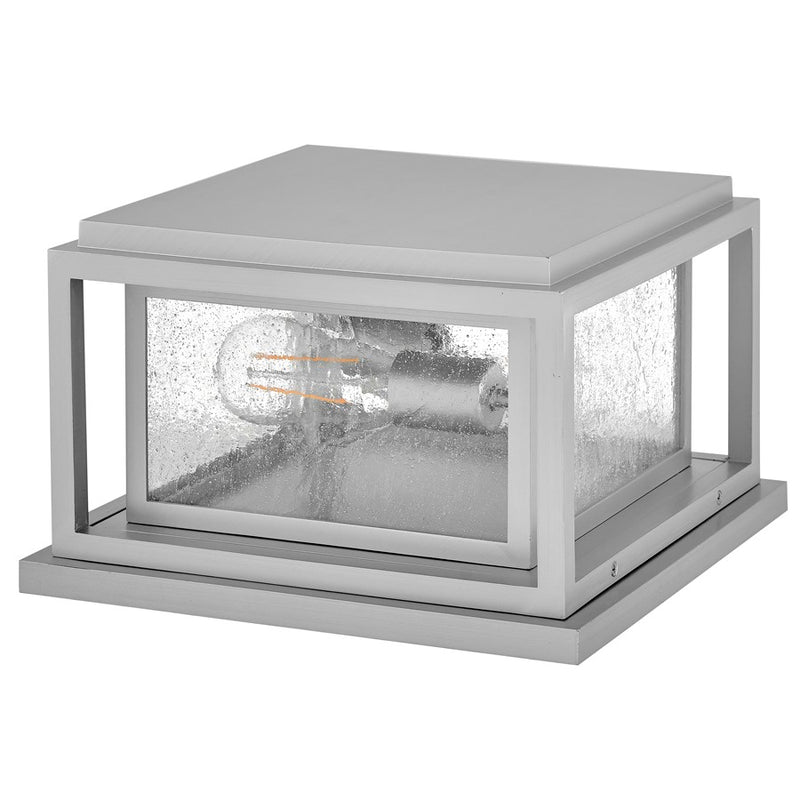Hinkley Republic 12in 2-Light Pier Mount | Transitional Satin Nickel Composite and Clear Seedy Glass | Outdoor Entry & Patio | 12 x 12 x 7 | Model 1008SI