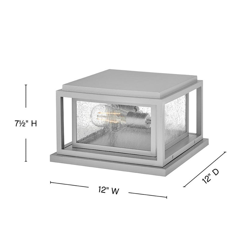 Hinkley Republic 12in 2-Light Pier Mount | Transitional Satin Nickel Composite and Clear Seedy Glass | Outdoor Entry & Patio | 12 x 12 x 7 | Model 1008SI