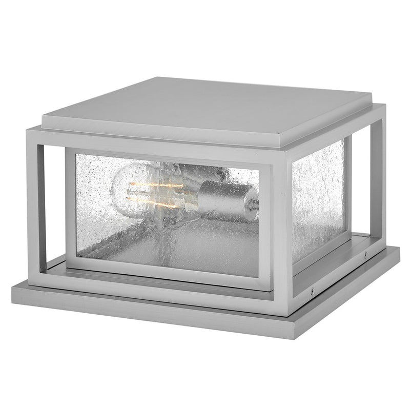 Hinkley Republic 12in 2-Light Pier Mount | Transitional Satin Nickel Composite and Clear Seedy Glass | Outdoor Entryway & Covered Patio | Model 1008SI-LV