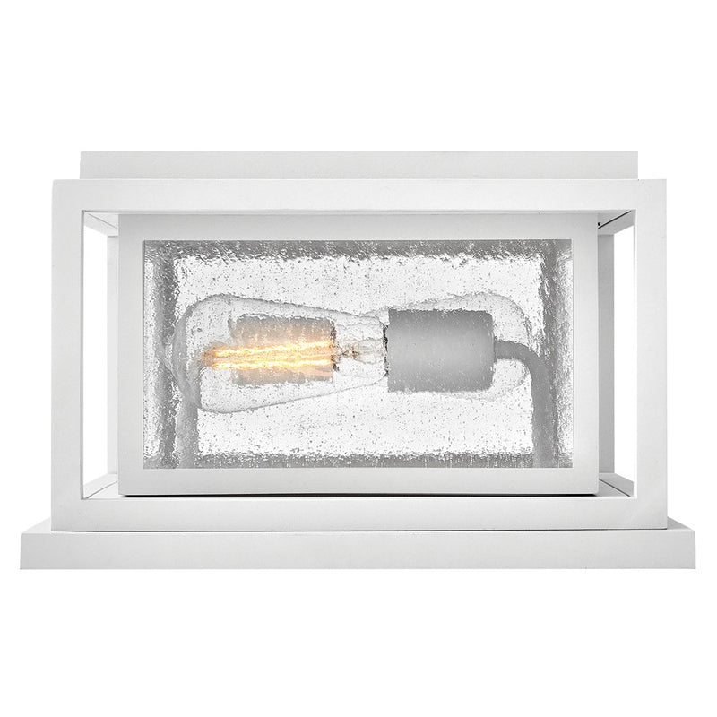 Hinkley Republic 12in 2-Light Pier Mount | Transitional Textured White Composite and Clear Seedy Glass | Outdoor Entryway & Patio | 12 x 12 | Model 1008TW