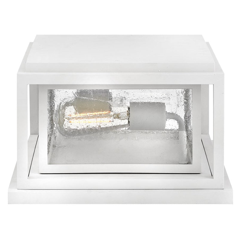 Hinkley Republic 12in 2-Light Pier Mount | Transitional Textured White Composite and Clear Seedy Glass | Outdoor Entryway & Patio | 12 x 12 | Model 1008TW
