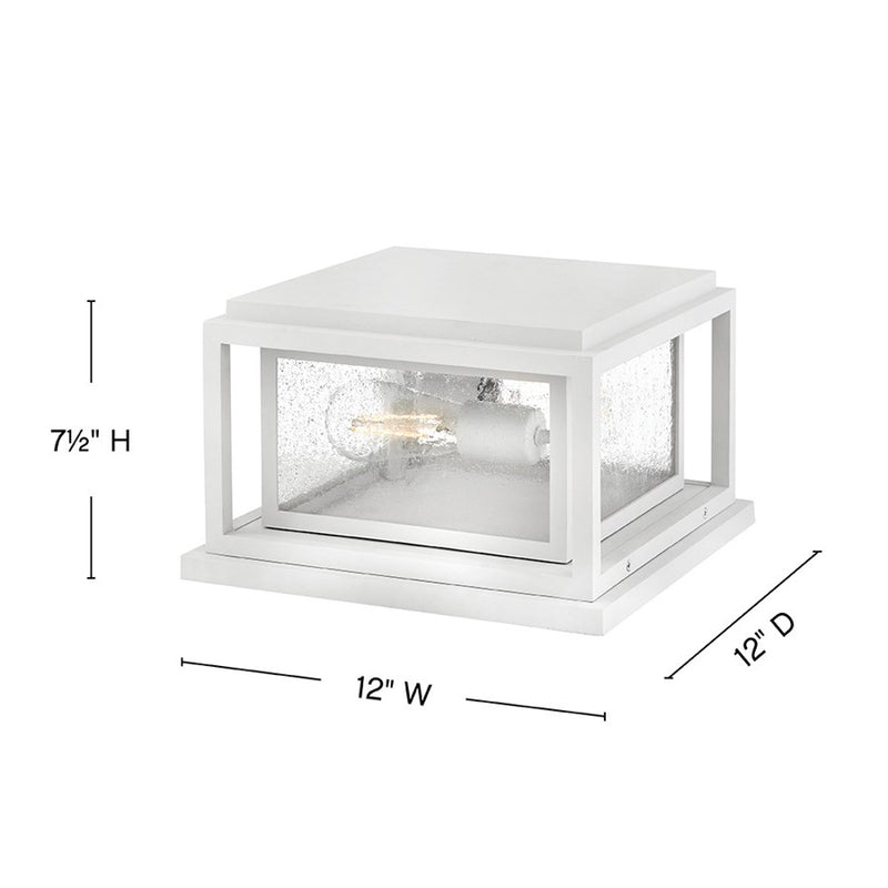 Hinkley Republic 12in 2-Light Pier Mount | Transitional Textured White Composite and Clear Seedy Glass | Outdoor Entryway & Patio | 12 x 12 | Model 1008TW