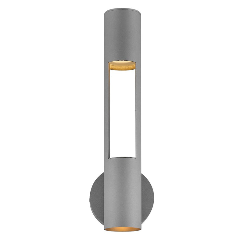 Hinkley Oslo 18in 2-Light Outdoor Wall Sconce | Modern Textured Graphite Aluminum and Inside Etched Glass | Covered Patio & Entryway | Model 10194TG-LL