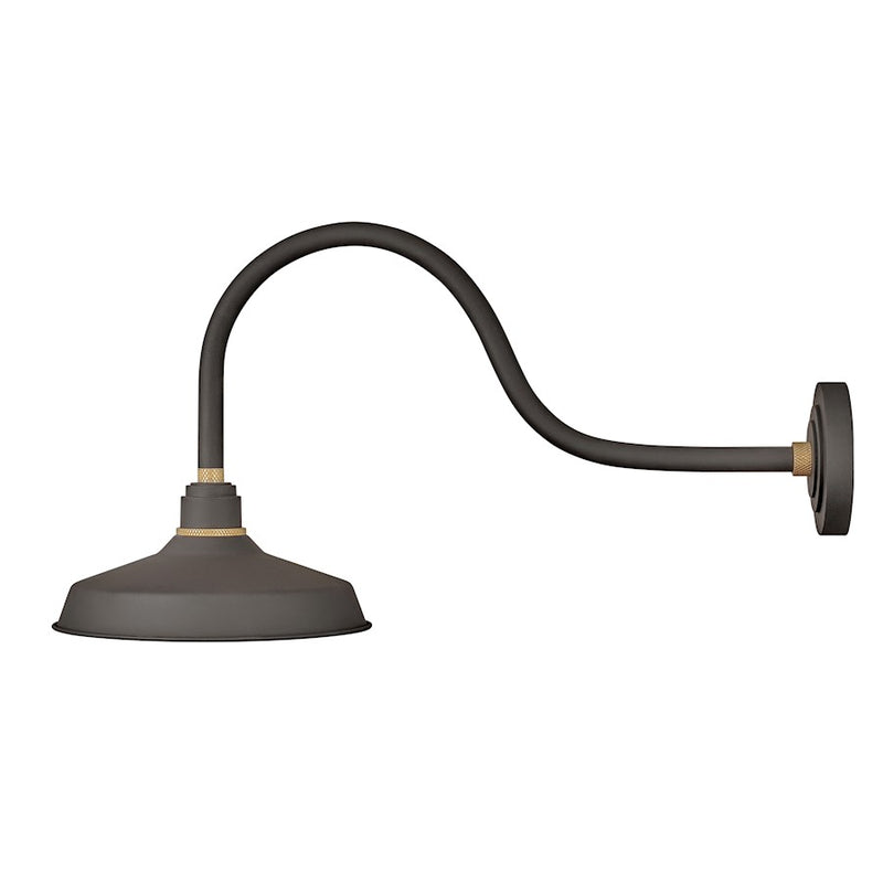 Hinkley Foundry 30.5in 1-Light Outdoor Wall Sconce | Industrial Museum Bronze and Brass Aluminum | Covered Patio & Entryway | 30 x 12 x 16 | Model 10352MR