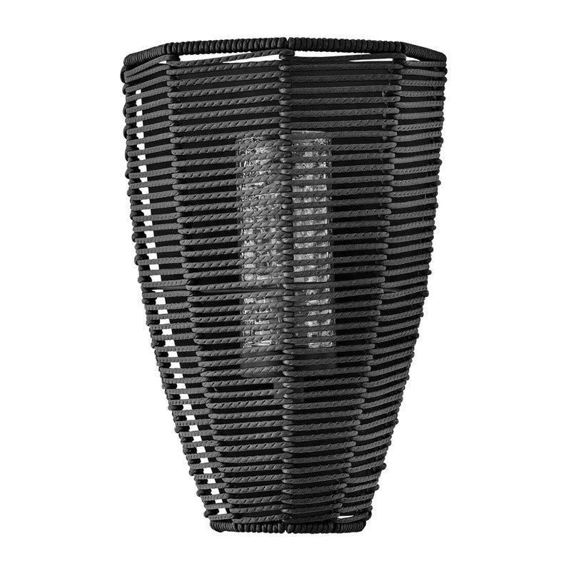 Hinkley Luca 12in 1-Light Outdoor Wall Sconce | Coastal Black Metal and Clear Seedy Glass | Covered Patio & Entryway | 5.5 x 8.25 x 12 in | Model 10380BK