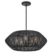 Hinkley Lighting Luca 5 Light 5" Outdoor Chandelier, Black/Clear Seedy - 10385BK