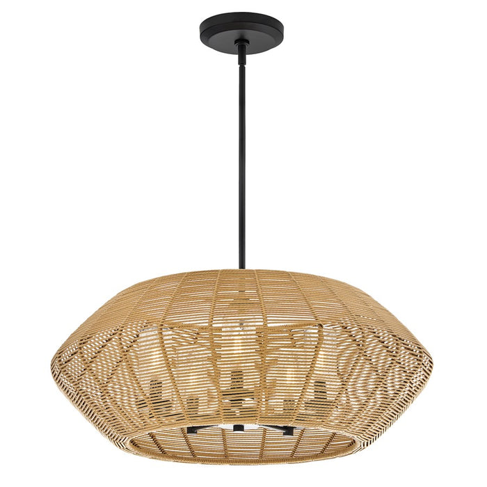 Hinkley Luca 5Lt 5" Outdoor Chandelier, Black/Camel/Clear Seedy - 10385BK-CML