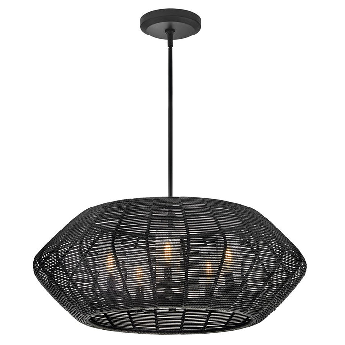 Hinkley Lighting Luca 5Lt 4" Outdoor Chandelier, Black/Clear Seedy - 10385BK-LV