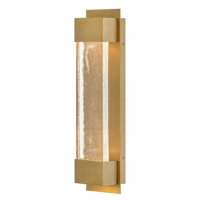 Hinkley Rune 24in 1-Light Outdoor Wall Sconce | Modern Heritage Brass Aluminum and Clear Art Glass | Covered Patio & Entryway | 4 x 6 x 24 | Model 10595HB