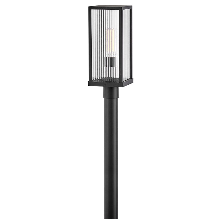 Hinkley Lighting Torrent 1Lt Outdoor Post Mount, Black/Clear Ribbed - 10601BK