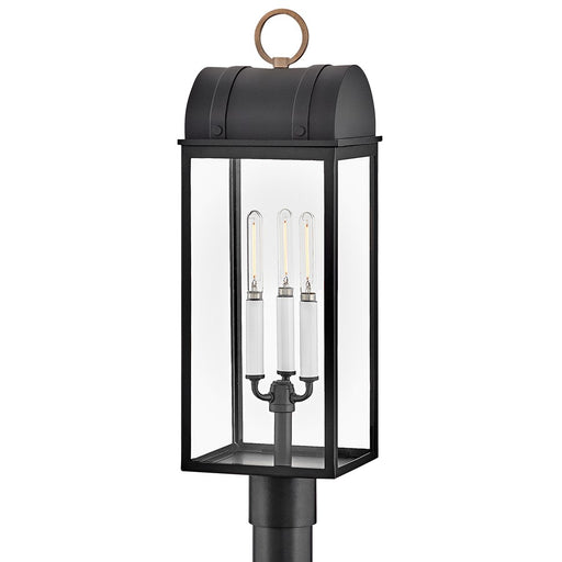 Hinkley Lighting Campbell 3 Light Outdoor Post Mount, Black/Clear - 10661BK-BU