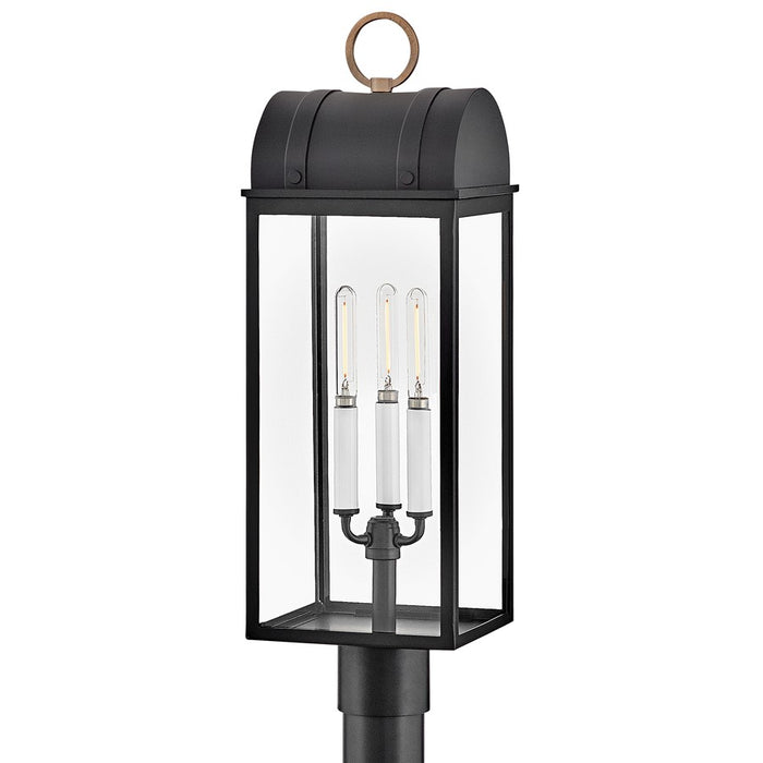 Hinkley Lighting Campbell 3 Light Outdoor Post Mount, Black/Clear - 10661BK-BU