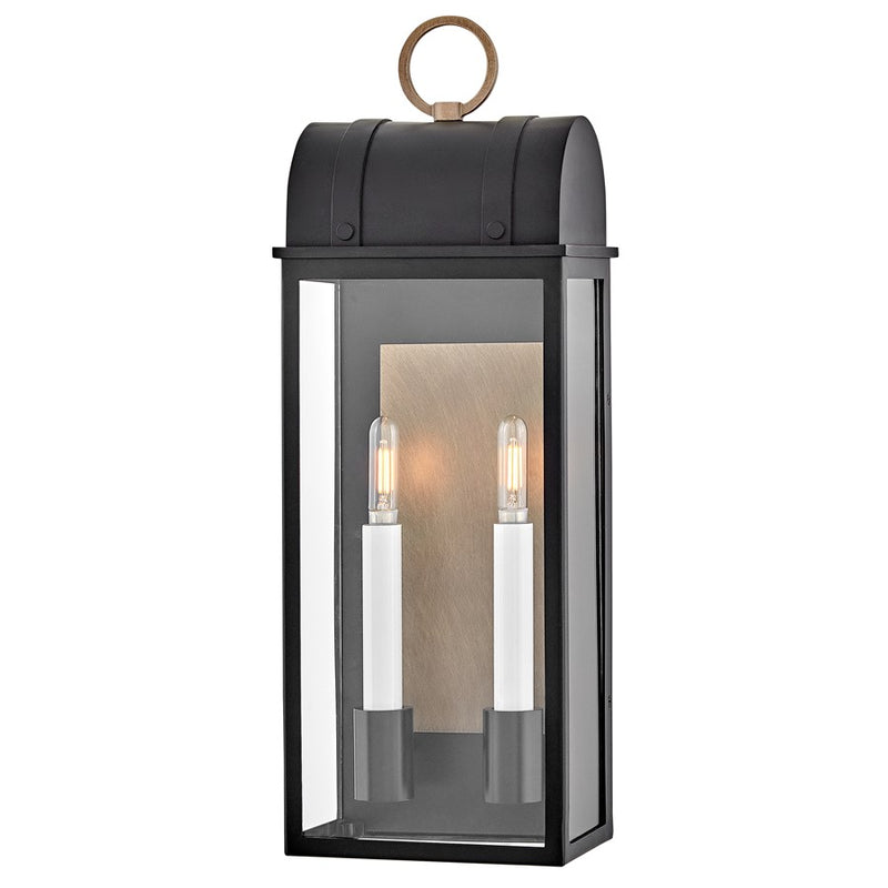 Hinkley Lighting Campbell 2Lt Outdoor 22" Wall Mount, Black/Clear