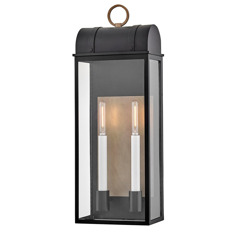 Hinkley Lighting Campbell 2Lt Outdoor 26" Wall Mount, Black/Clear