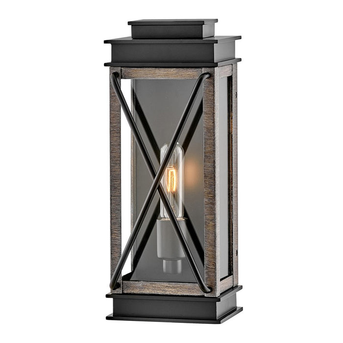 Hinkley Lighting Montecito Outdoor 1 Light Wall, Black/Clear