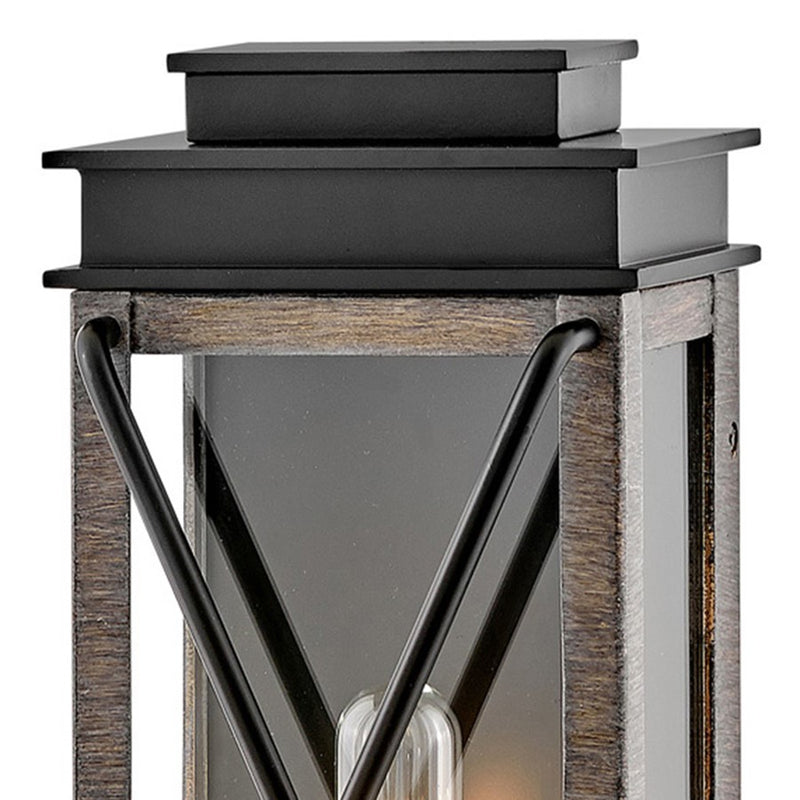 Hinkley Lighting Montecito 18.75in 1-Light Outdoor Wall Sconce | Transitional Museum Black Aluminum and Clear Glass | Covered Patio & | Model 11194BK