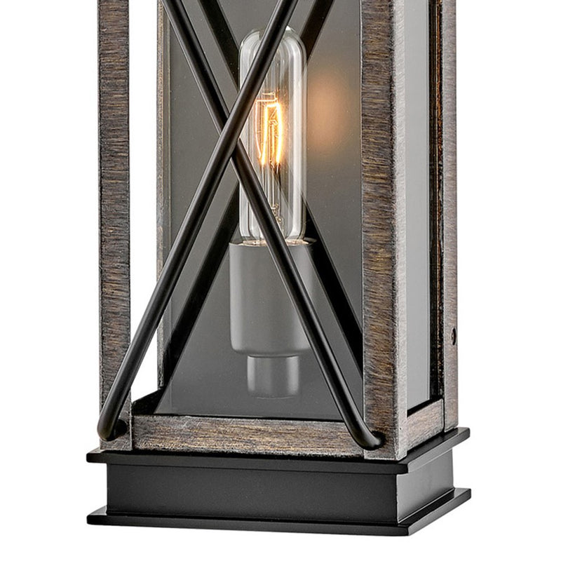 Hinkley Lighting Montecito 18.75in 1-Light Outdoor Wall Sconce | Transitional Museum Black Aluminum and Clear Glass | Covered Patio & | Model 11194BK