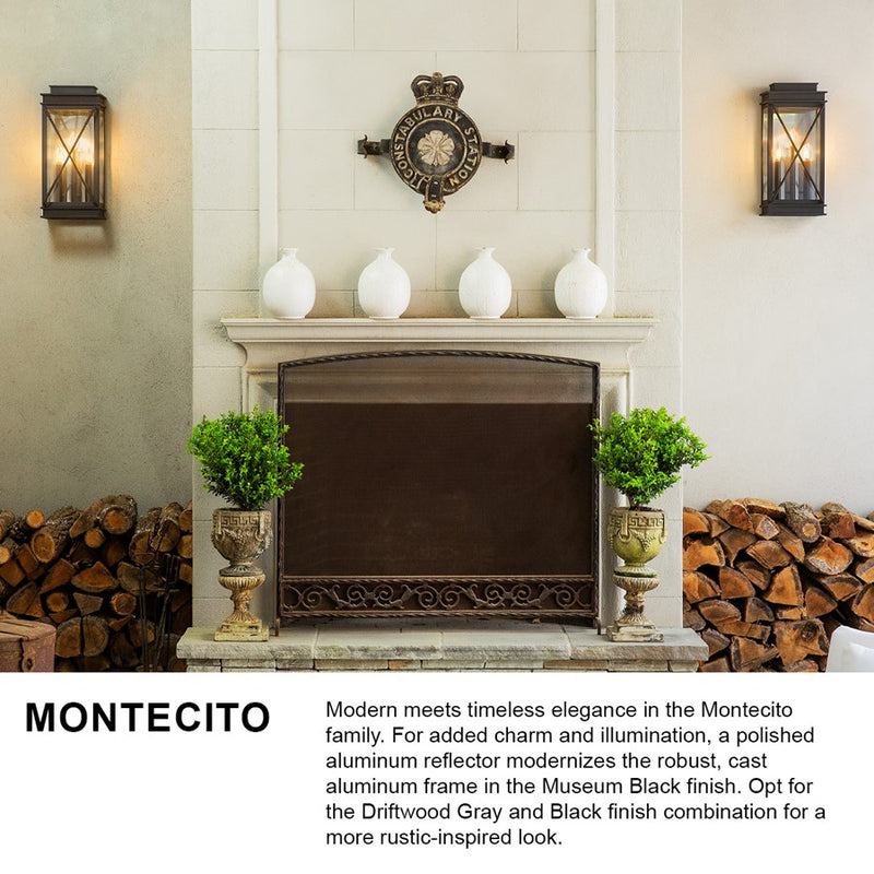 Hinkley Lighting Montecito 18.75in 1-Light Outdoor Wall Sconce | Transitional Museum Black Aluminum and Clear Glass | Covered Patio & | Model 11194BK