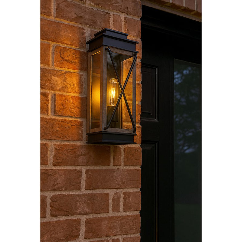 Hinkley Lighting Montecito 18.75in 1-Light Outdoor Wall Sconce | Transitional Museum Black Aluminum and Clear Glass | Covered Patio & | Model 11194BK