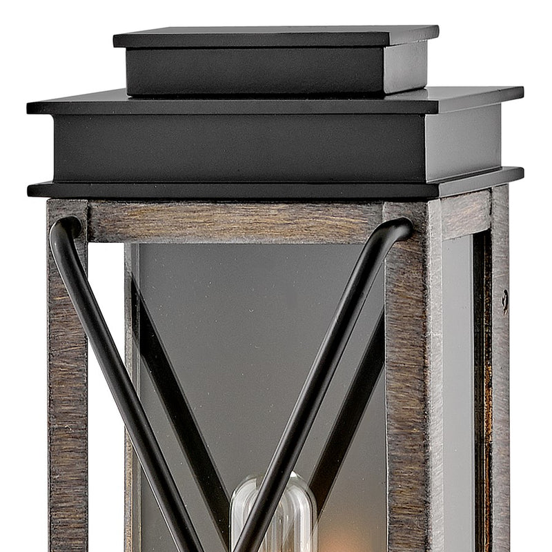 Hinkley Lighting Montecito 18.75in 1-Light Outdoor Wall Sconce | Transitional Museum Black Aluminum and Clear Glass | Covered Patio & | Model 11194BK