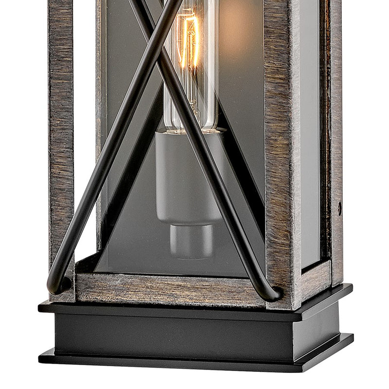 Hinkley Lighting Montecito 18.75in 1-Light Outdoor Wall Sconce | Transitional Museum Black Aluminum and Clear Glass | Covered Patio & | Model 11194BK