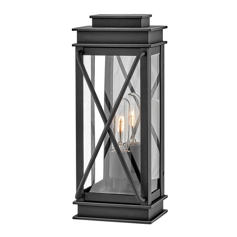 Hinkley Montecito 1-Light Outdoor Wall Sconce | Transitional Museum Black Aluminum and Clear Glass | Covered Patios & Entryways | 5.25 x 6 | Model 11190MB