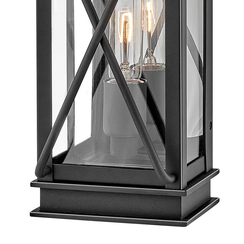 Hinkley Montecito 1-Light Outdoor Wall Sconce | Transitional Museum Black Aluminum and Clear Glass | Covered Patios & Entryways | 5.25 x 6 | Model 11190MB