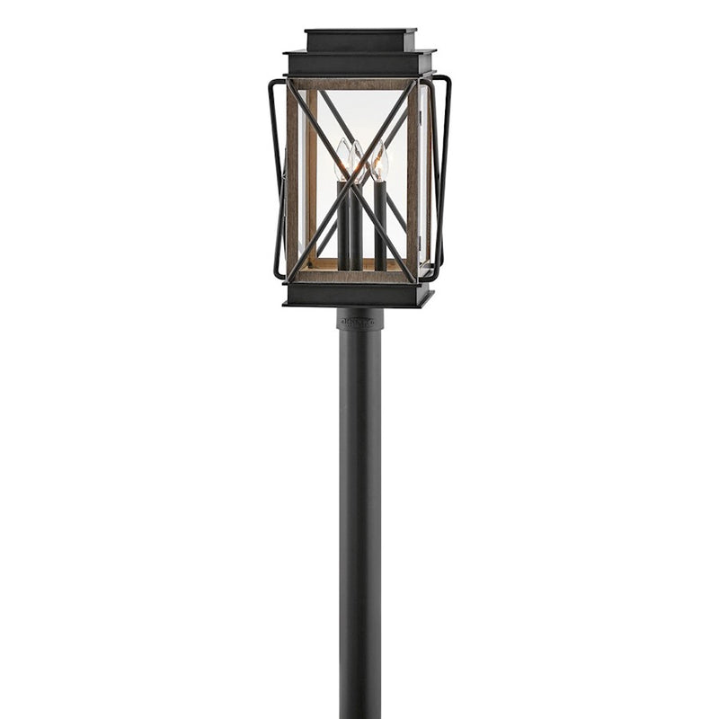 Hinkley Montecito 20in 3-Light Outdoor Pier Mount | Transitional Black Aluminum and Clear Glass | Porch & Patio Entryway | 12 x 12 x 20 in | Model 11191BK