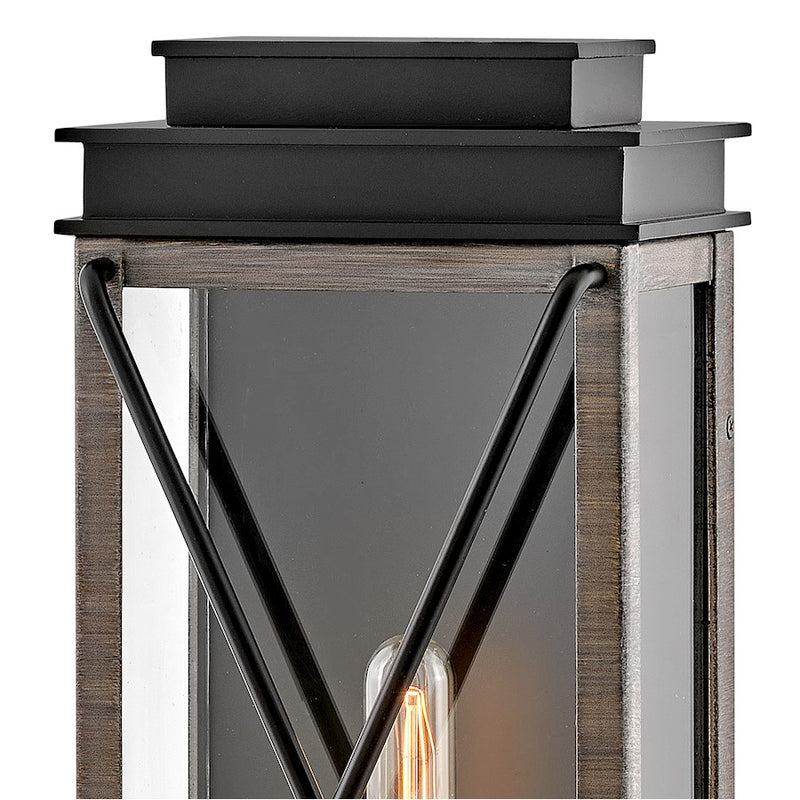 Hinkley Lighting Montecito 18.75in 1-Light Outdoor Wall Sconce | Transitional Museum Black Aluminum and Clear Glass | Covered Patio & | Model 11194BK