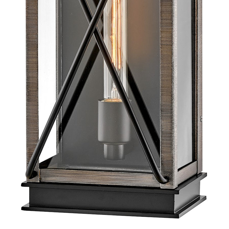 Hinkley Lighting Montecito 18.75in 1-Light Outdoor Wall Sconce | Transitional Museum Black Aluminum and Clear Glass | Covered Patio & | Model 11194BK