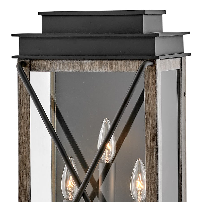 Hinkley Montecito 22in 3-Light Outdoor Wall Sconce | Transitional Museum Black Aluminum and Clear Glass | Covered Patio & Entryway | 9 x | Model 11195BK