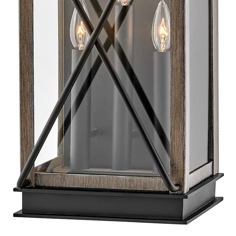 Hinkley Montecito 22in 3-Light Outdoor Wall Sconce | Transitional Museum Black Aluminum and Clear Glass | Covered Patio & Entryway | 9 x | Model 11195BK