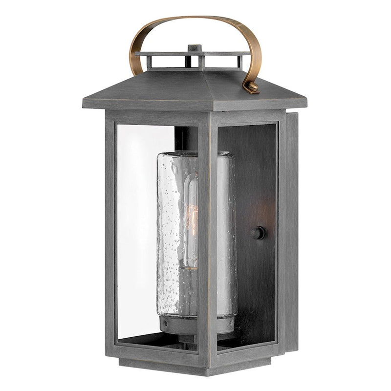 Hinkley Atwater Outdoor 1-Light Wall Sconce | Traditional Coastal Ash Bronze Composite and Clear Seedy Glass | Covered Patios & | Model 1160AH-LL